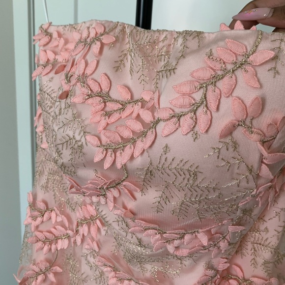 NWT ALB Baby Pink Strapless Floral Gown - Picture 8 of 11